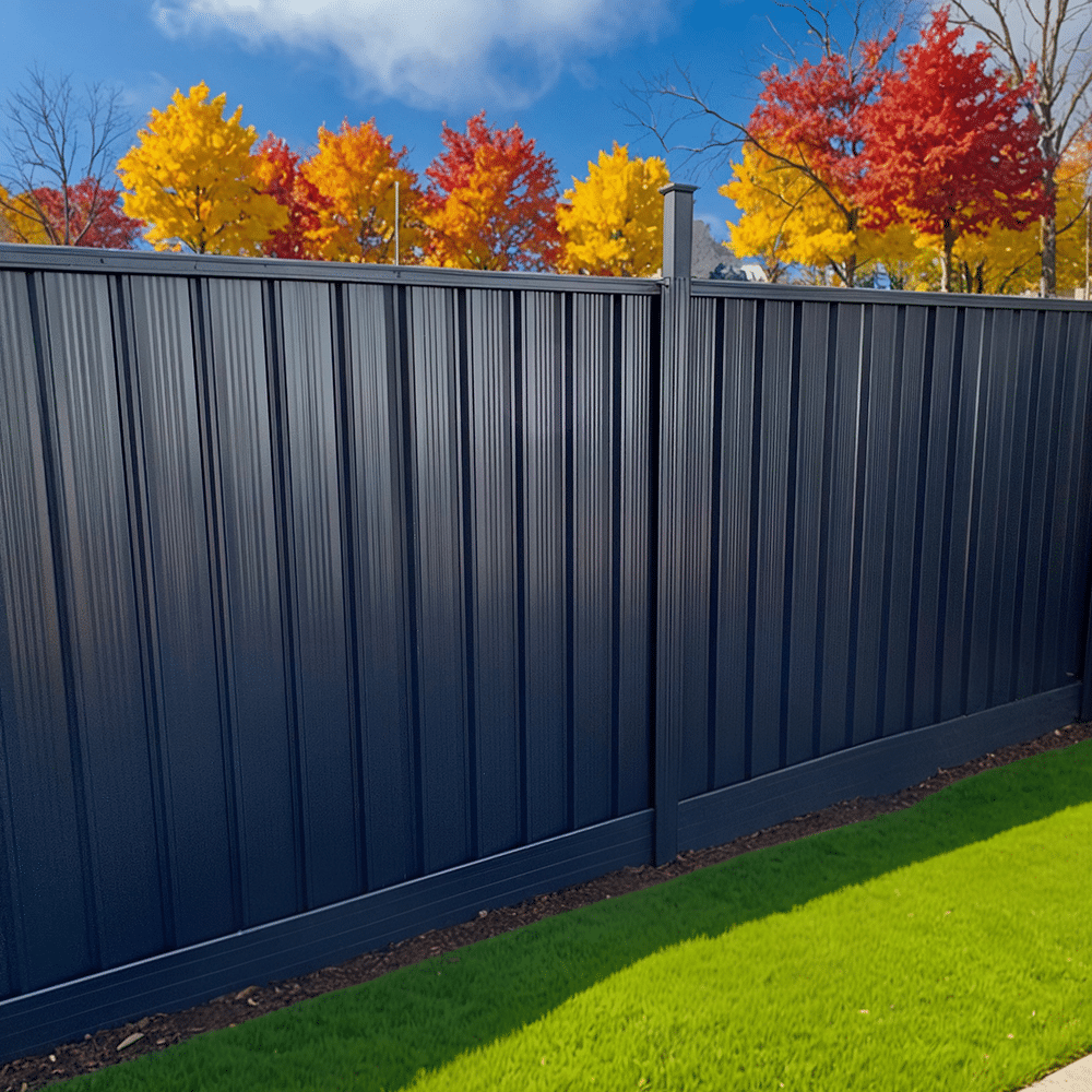 fence factory colormax fire resistence metal privacy fence galvanized steel low maintenance from Fence Factory Corporation