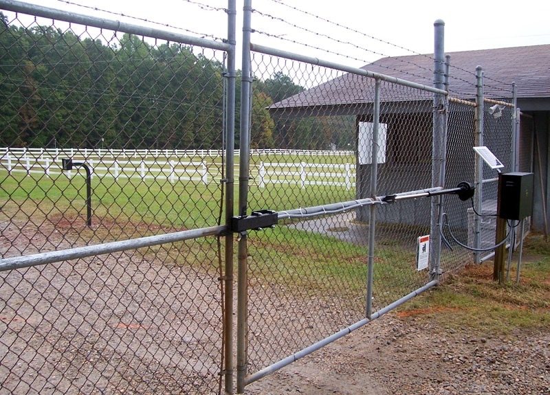 A Simi Valley chain-link fence and gate system at a ranch property.