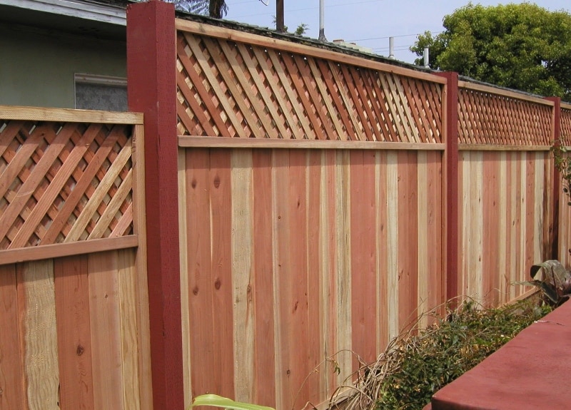 A wooden privacy fence with top lattice, a popular option for wood fencing near Betteravia, Santa Maria, California.