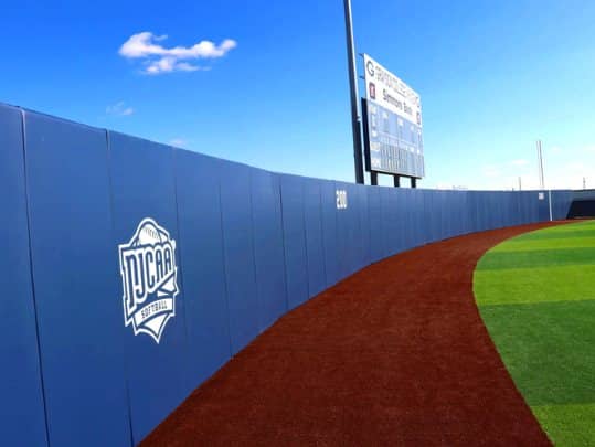 Wall padding printed with a team logo