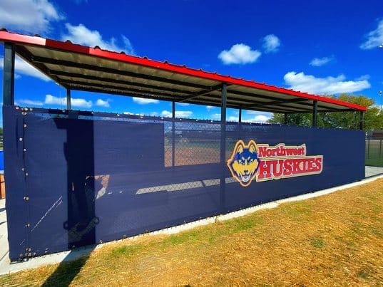 Custom printed windscreen with team logo