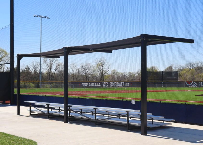 Shade structure over a team bench