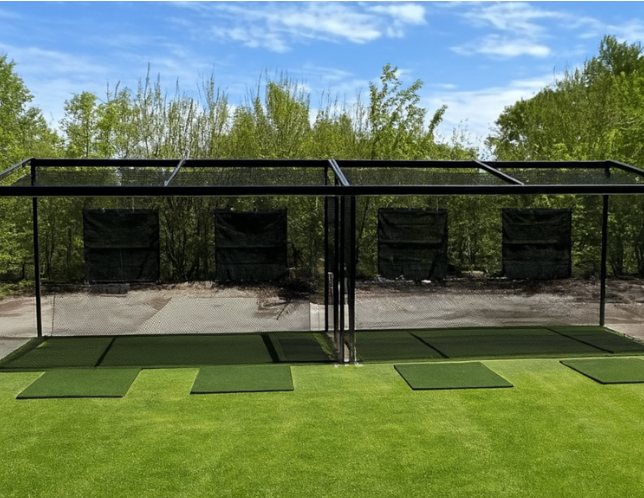 Driven golf hitting bay cages